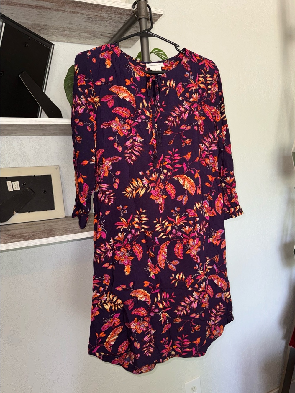 beachlunchlounge Purple Floral Long-Sleeve Shift Dress